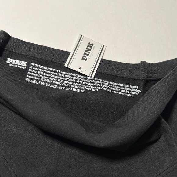 Victoria Secret Pink Large L Panties Hipster Hiphugger Seamless Black Logo Lot 3 - Picture 5 of 5